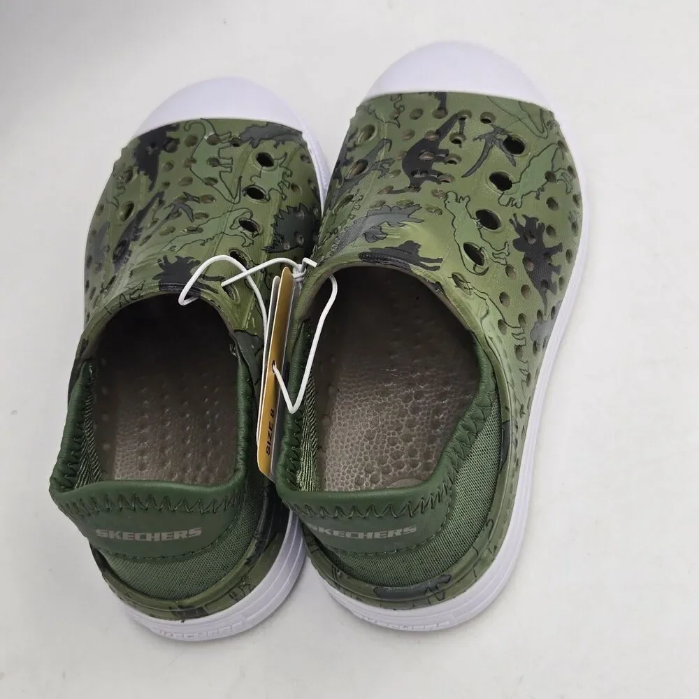 Skechers Foamies Toddler Size 8 Green Dinosaur Slip On Shoes NWT Sneakers
